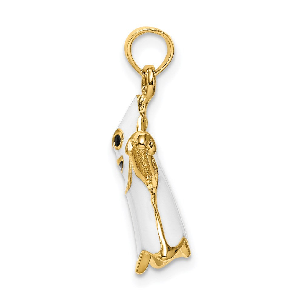 Million Charms 14K Yellow Gold Themed 3-D Enameled Ghost Charm