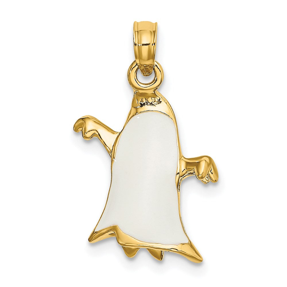 Million Charms 14K Yellow Gold Themed 3-D Enameled Ghost Charm