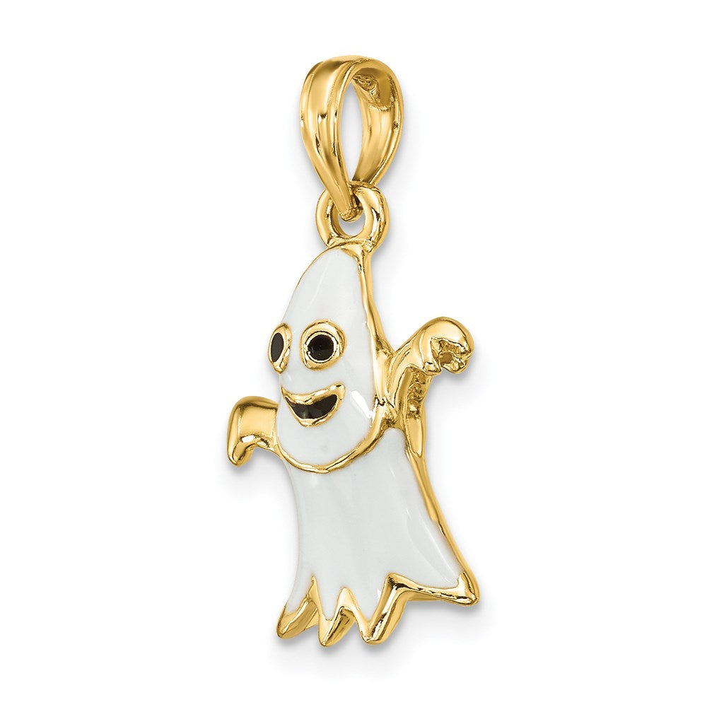 Million Charms 14K Yellow Gold Themed 3-D Enameled Ghost Charm