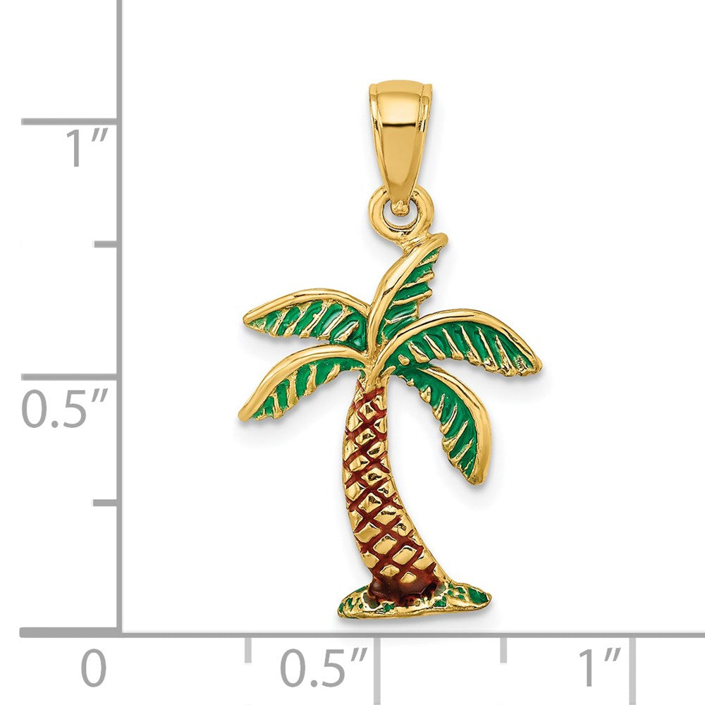 Million Charms 14K Yellow Gold Themed Enamel Palm Tree Charm