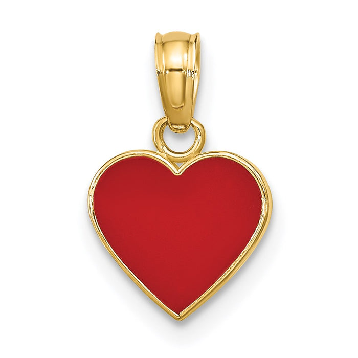 Million Charms 14K Yellow Gold Themed Polished Enameled Heart Pendant