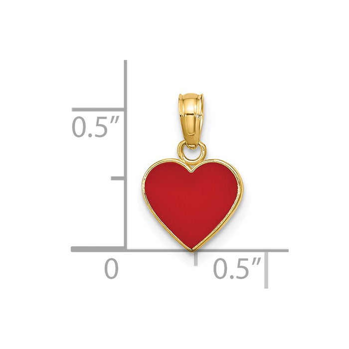 Million Charms 14K Yellow Gold Themed Polished Enameled Heart Pendant