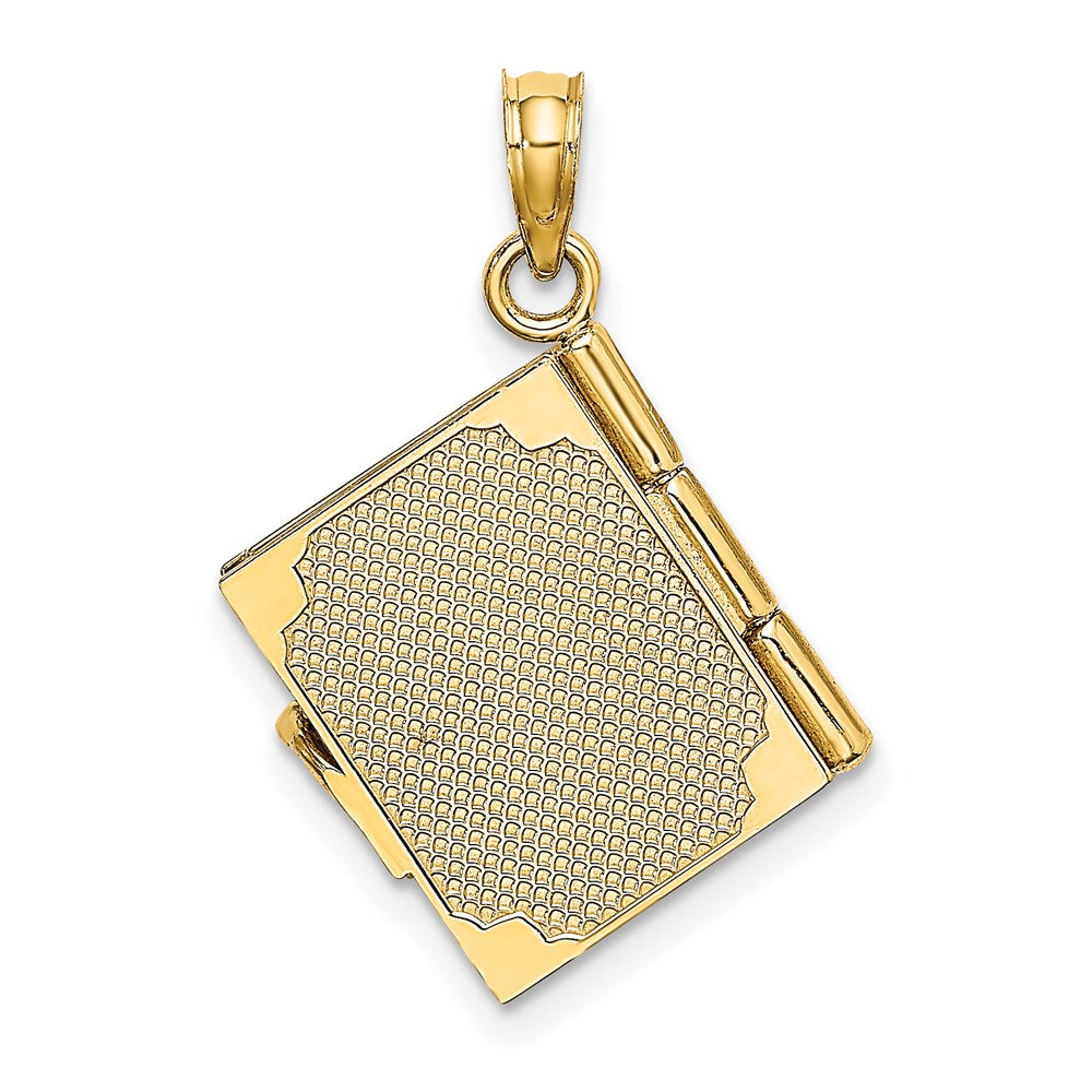 Million Charms 14K Yellow Gold Themed Polished Enameled Moveable My Love Story Book Pendant