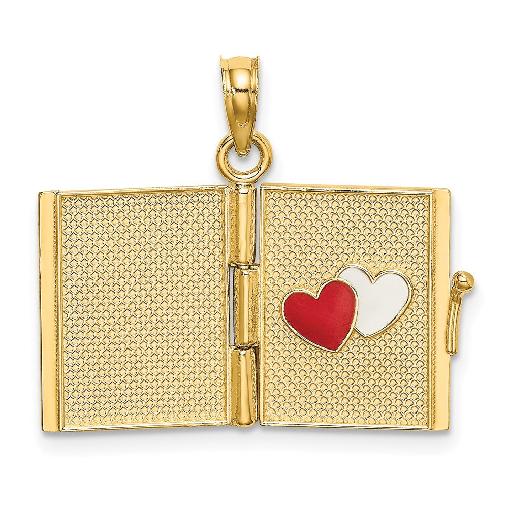 Million Charms 14K Yellow Gold Themed Polished Enameled Moveable My Love Story Book Pendant
