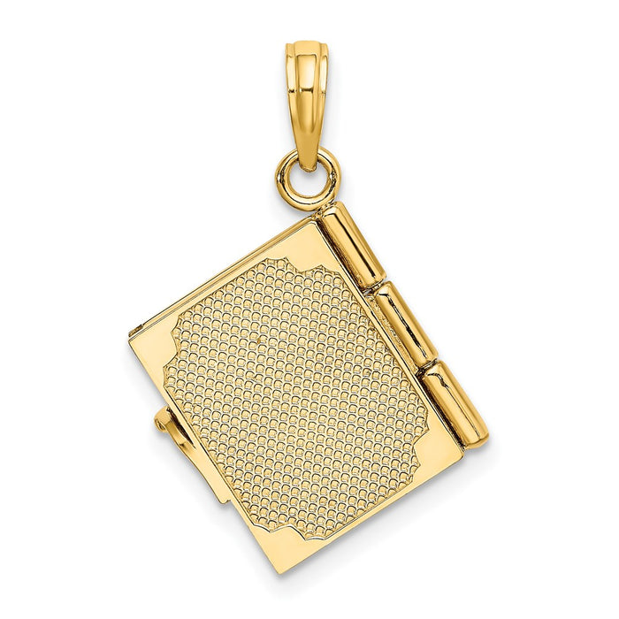 Million Charms 14K Yellow Gold Themed Polished Enameled Moveable My Love Story Book Pendant