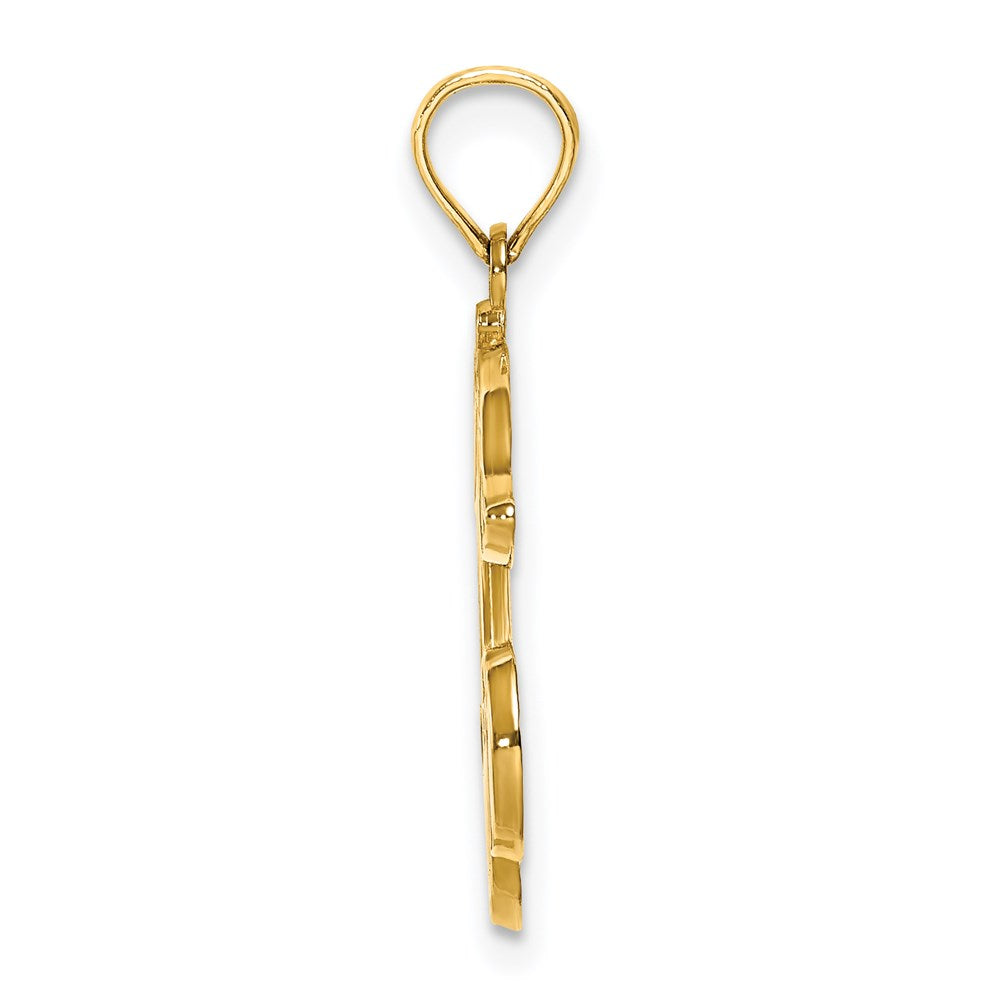 Million Charms 14K Yellow Gold Themed Cherries With Enamel Stem & Leaf / Flat