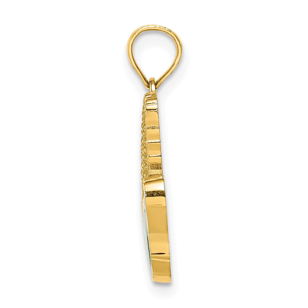 Million Charms 14K Yellow Gold Themed With Enamel 2-D Corn With Peeled Husk Charm