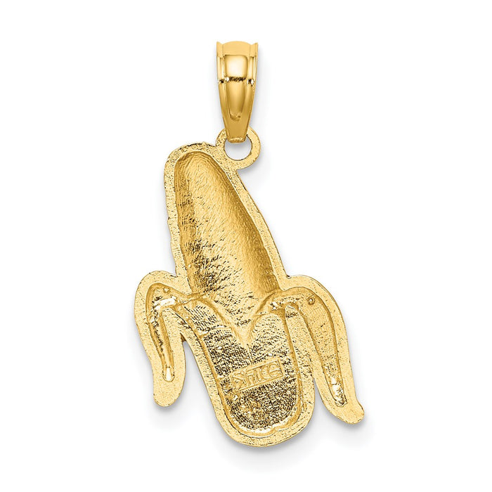 Million Charms 14K Yellow Gold Themed With Enamel 2-D Corn With Peeled Husk Charm