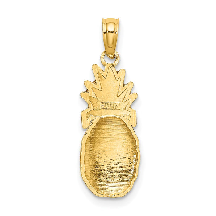 Million Charms 14K Yellow Gold Themed With Enamel 2-D Pineapple Charm