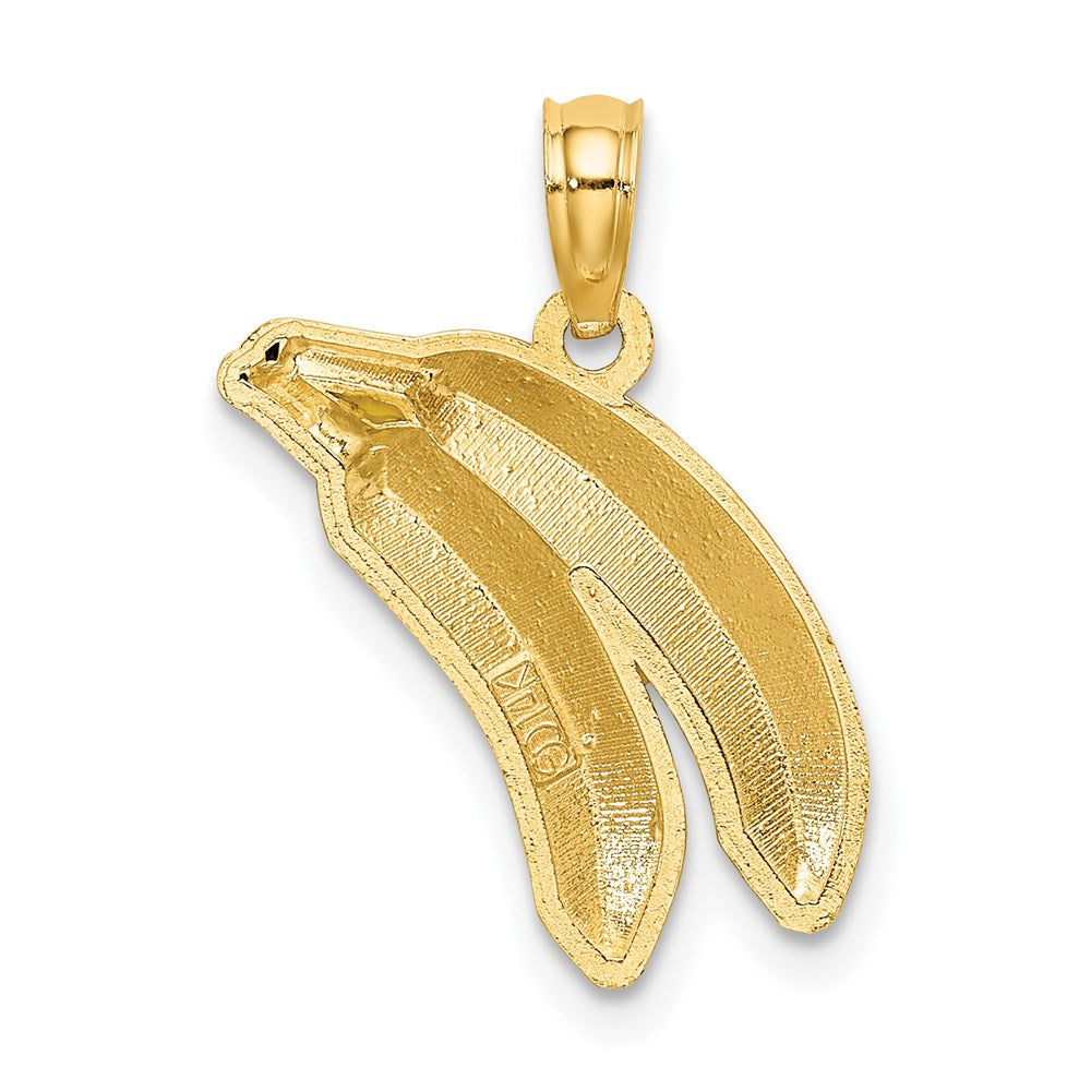 Million Charms 14K Yellow Gold Themed With Enamel 2-D Bananas Charm