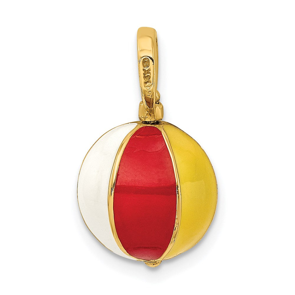 Million Charms 14K Yellow Gold Themed 3-D Multi Color Enamel Beach Ball Charm
