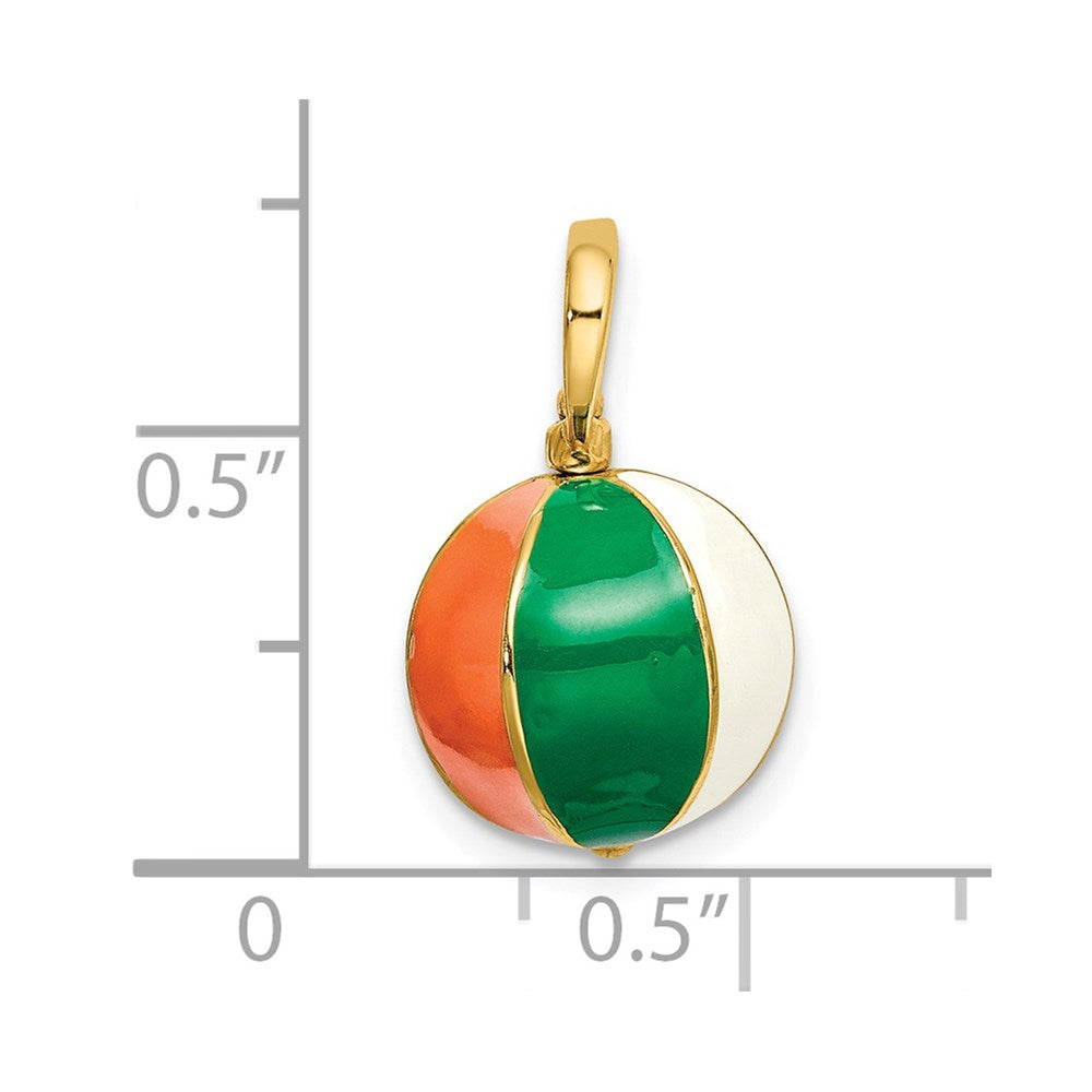Million Charms 14K Yellow Gold Themed 3-D Multi Color Enamel Beach Ball Charm