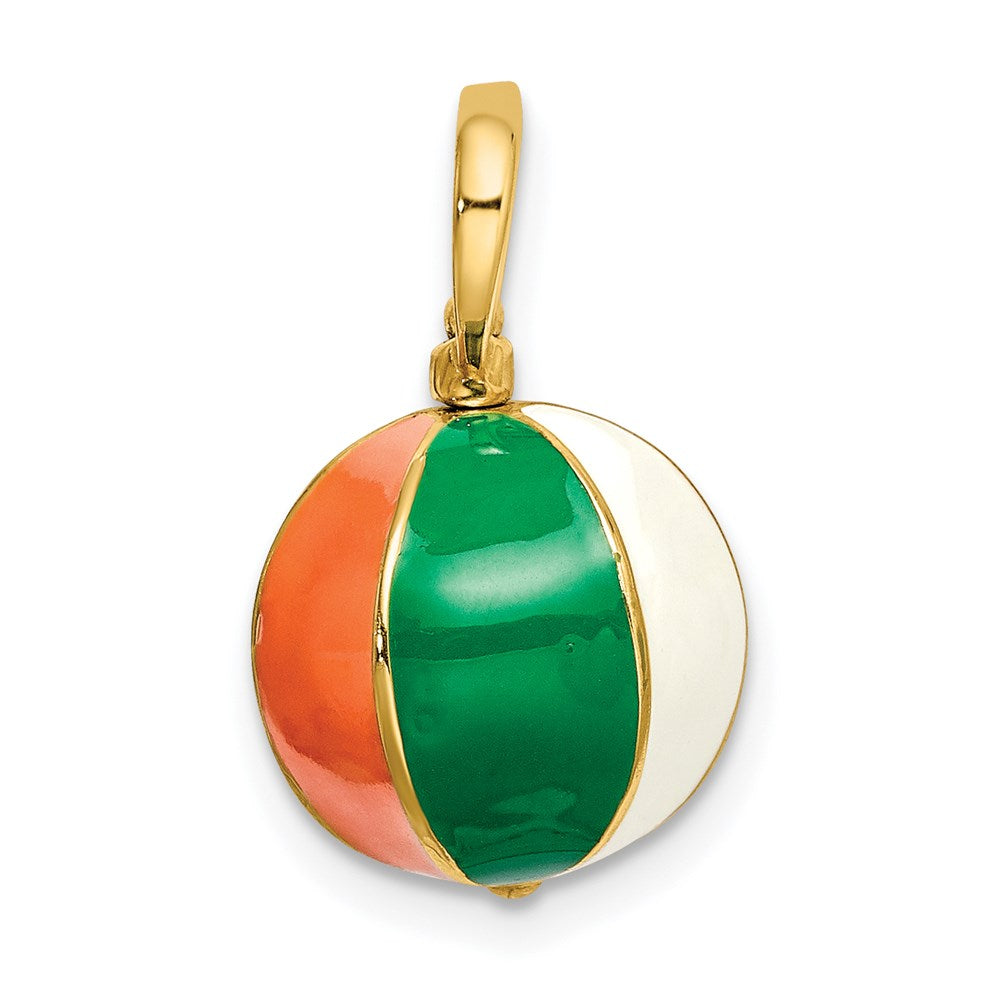 Million Charms 14K Yellow Gold Themed 3-D Multi Color Enamel Beach Ball Charm