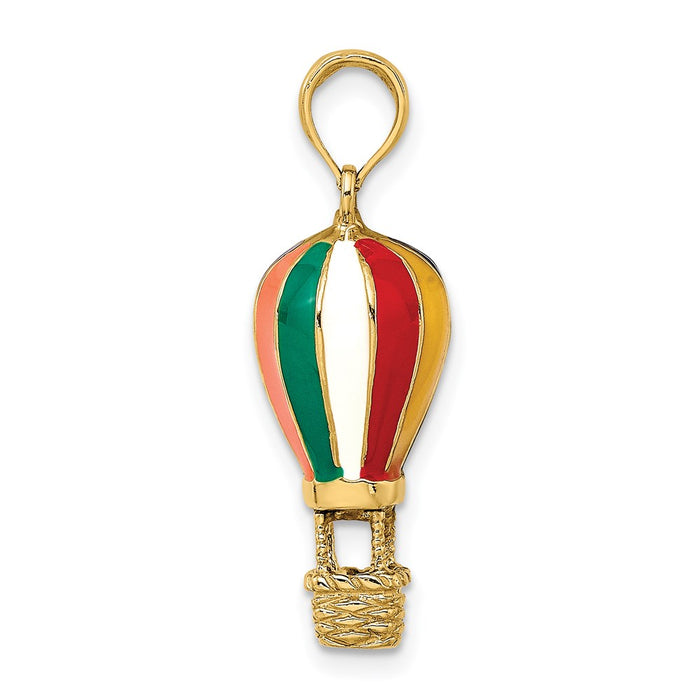 Million Charms 14K Yellow Gold Themed With Enamel 3-D Hot Air Balloon Charm