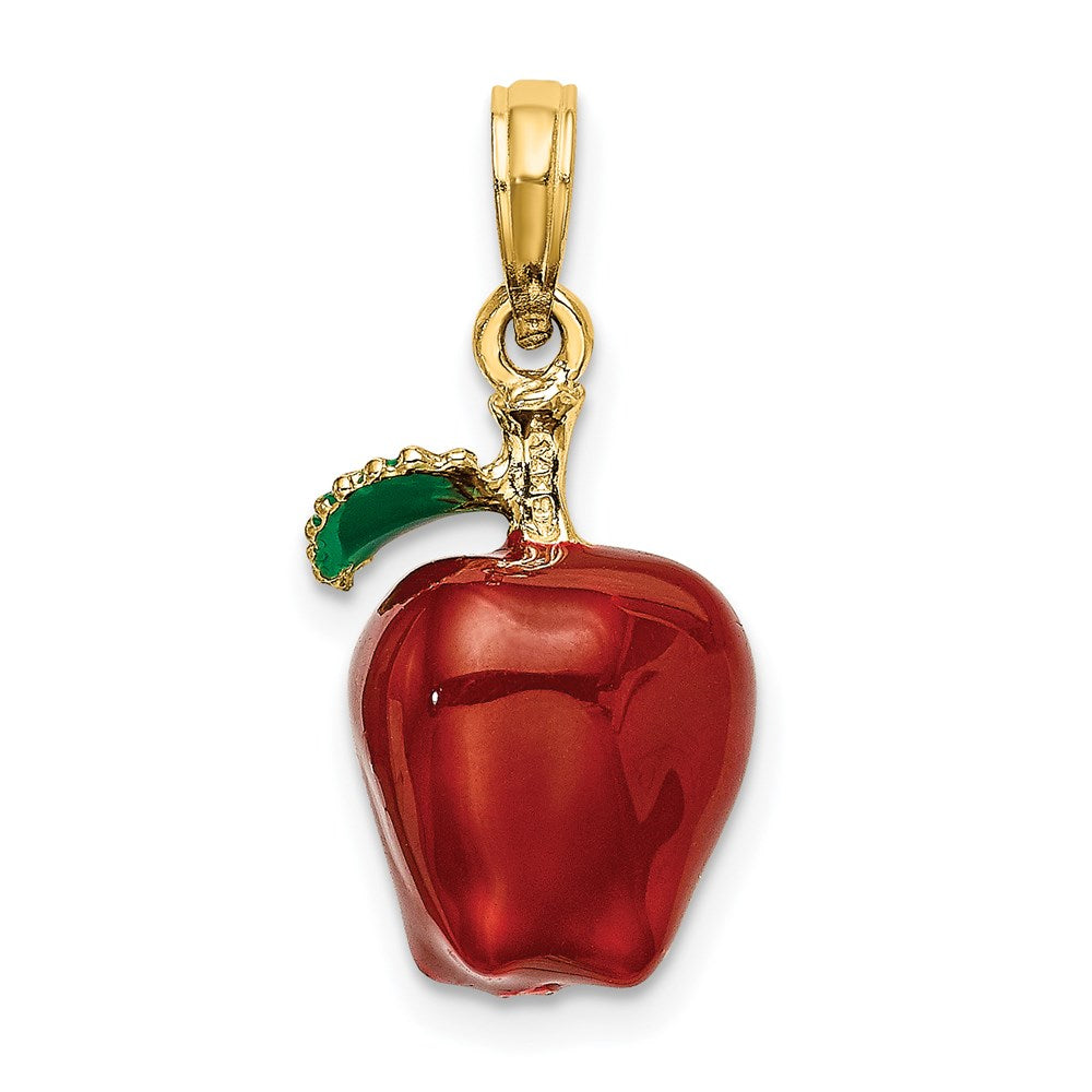 Million Charms 14K Yellow Gold Themed With Enamel 3-D Red Delicious Apple Charm