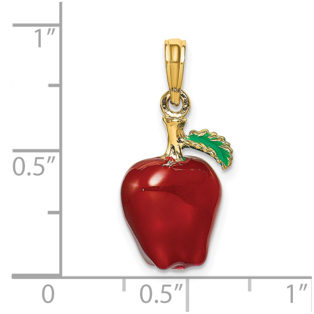 Million Charms 14K Yellow Gold Themed With Enamel 3-D Red Delicious Apple Charm