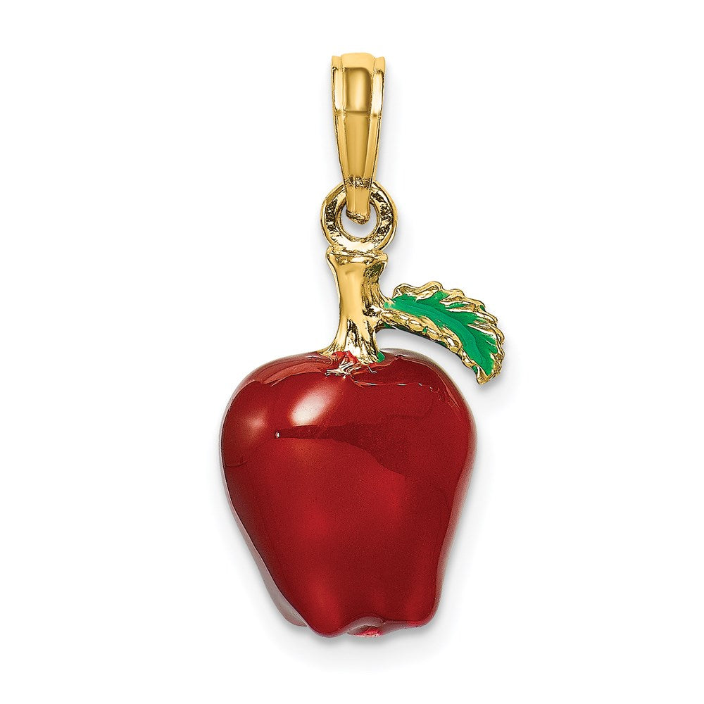 Million Charms 14K Yellow Gold Themed With Enamel 3-D Red Delicious Apple Charm
