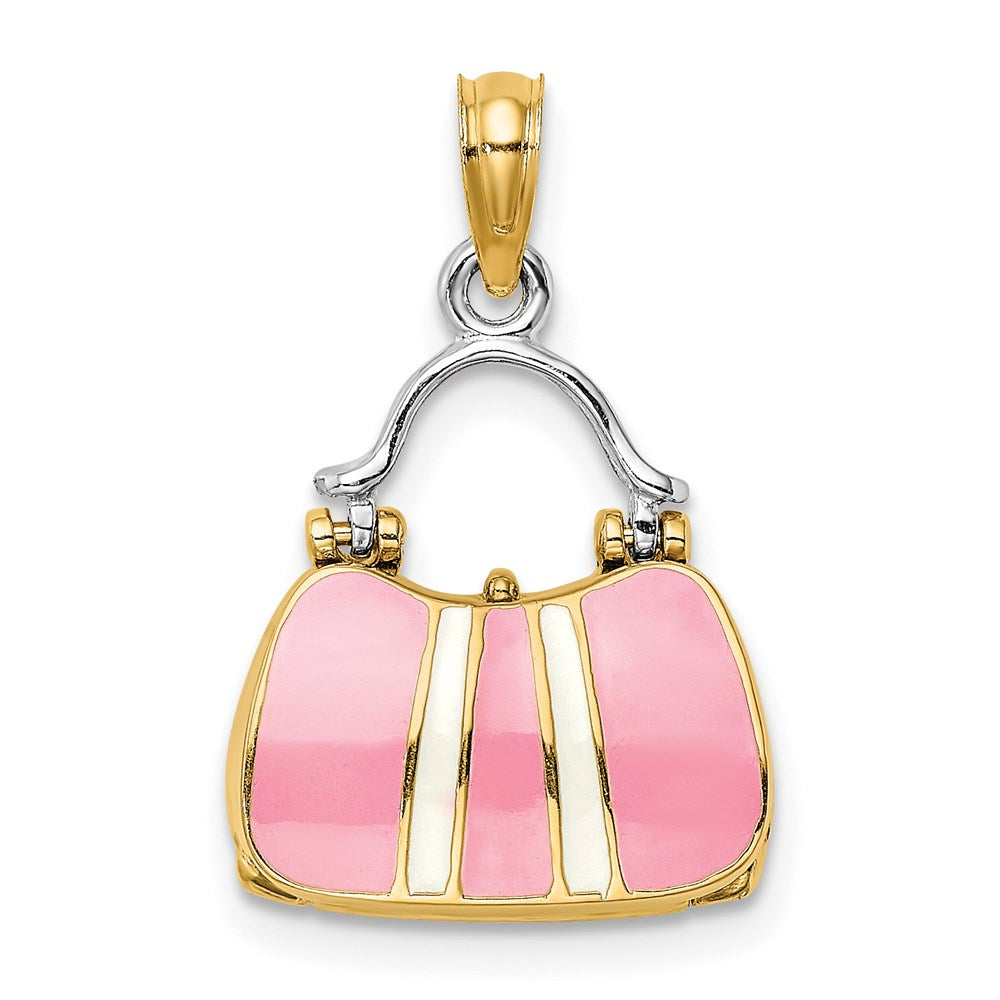 Million Charms 14K Yellow Gold Themed 3-D With Enamel Moveable Handbag Charm