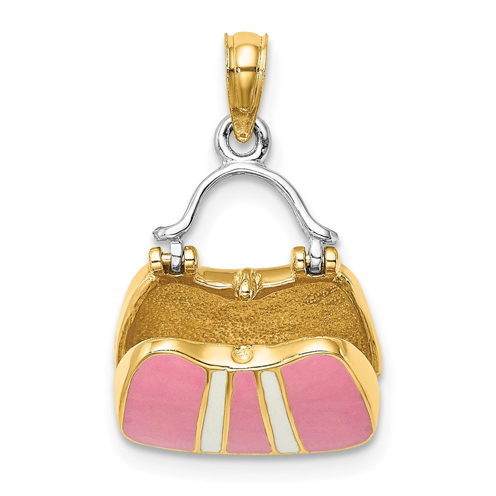 Million Charms 14K Yellow Gold Themed 3-D With Enamel Moveable Handbag Charm