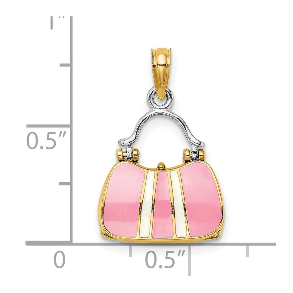 Million Charms 14K Yellow Gold Themed 3-D With Enamel Moveable Handbag Charm