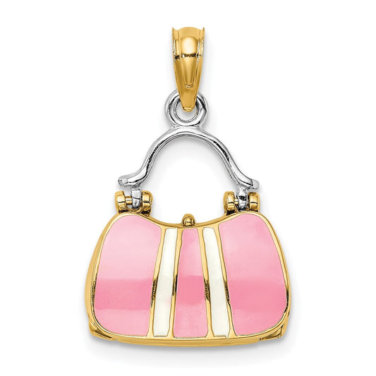 Million Charms 14K Yellow Gold Themed 3-D With Enamel Moveable Handbag Charm