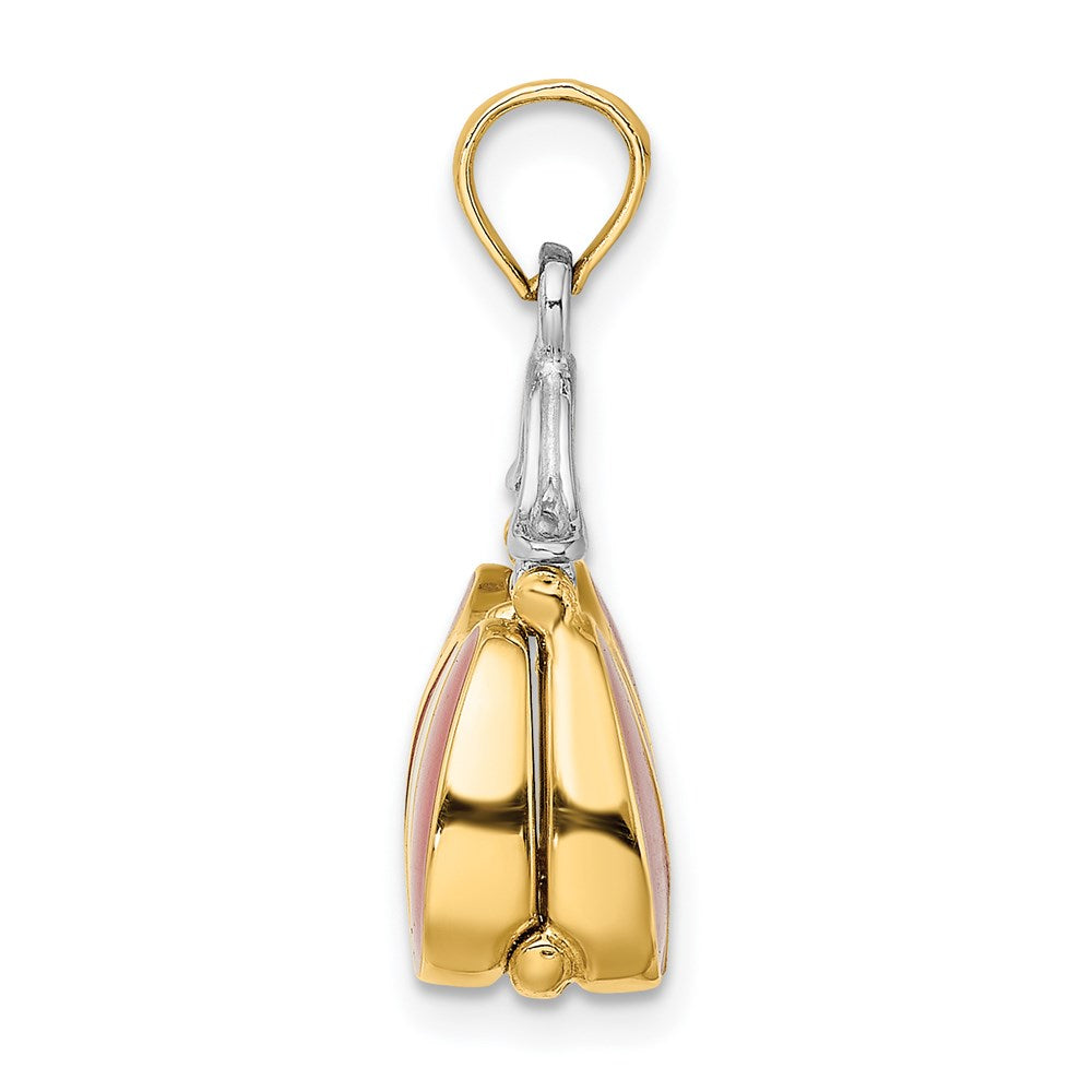 Million Charms 14K Yellow Gold Themed 3-D Red Enameled Handbag Moveable Charm