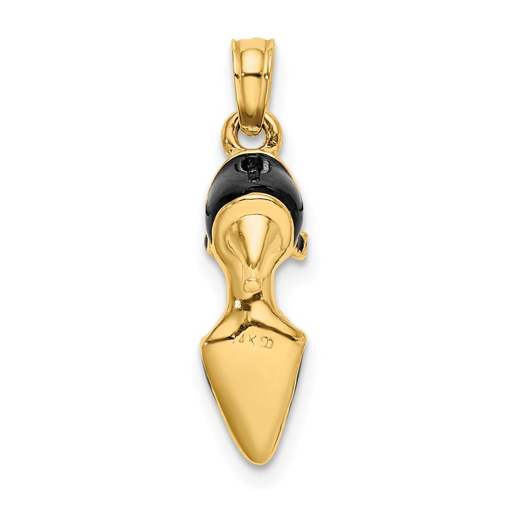 Million Charms 14K Yellow Gold Themed 3-D Black Enamel Closed Toe High Heel Charm