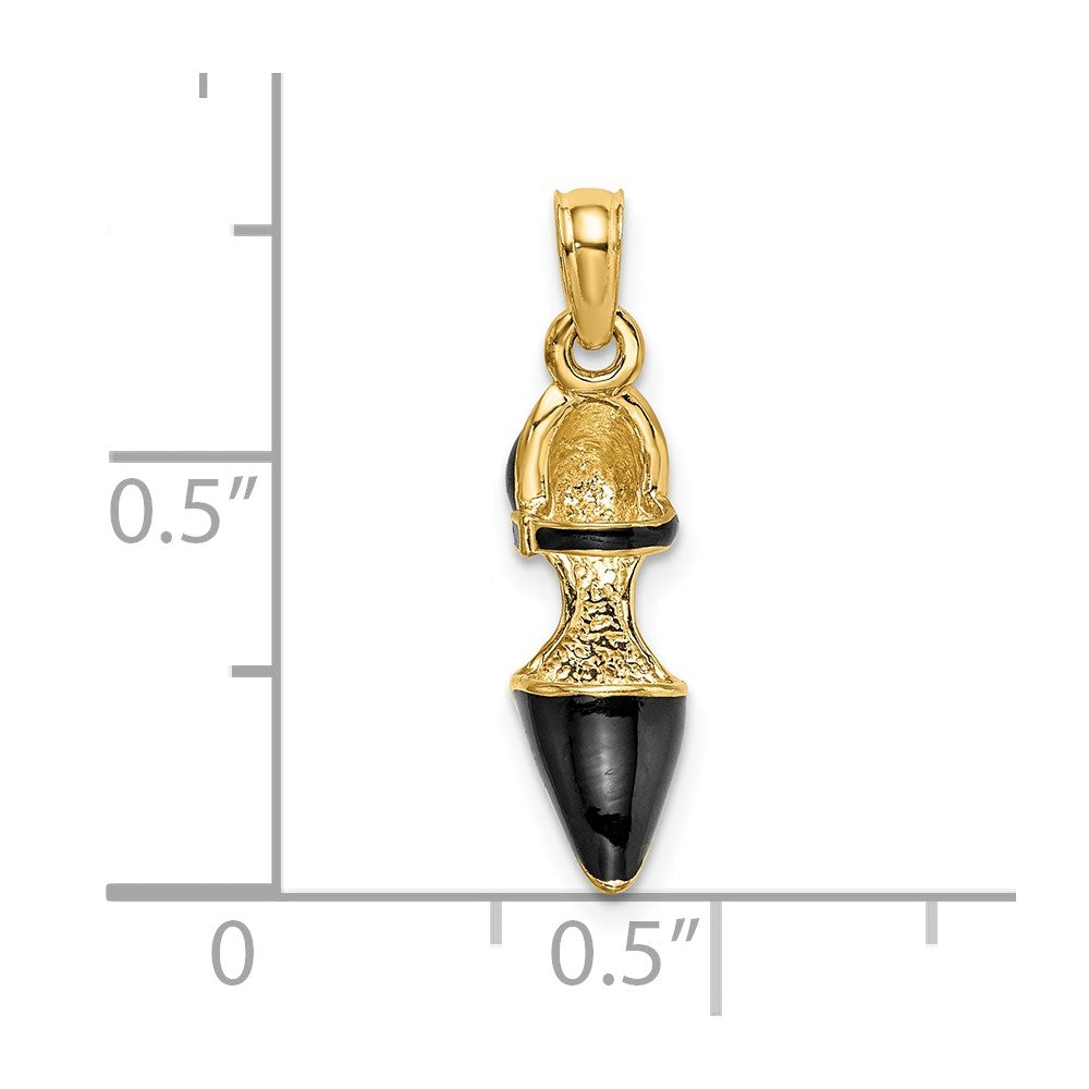 Million Charms 14K Yellow Gold Themed 3-D Black Enamel Closed Toe High Heel Charm
