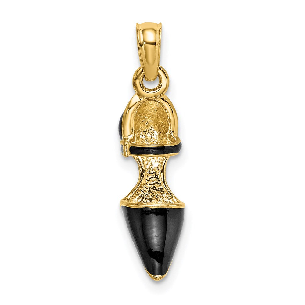 Million Charms 14K Yellow Gold Themed 3-D Black Enamel Closed Toe High Heel Charm