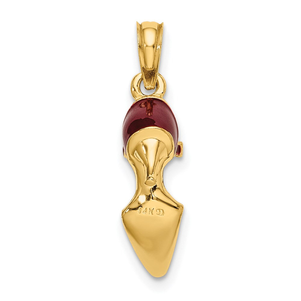 Million Charms 14K Yellow Gold Themed 3-D Maroon Enamel Closed Toe High Heel Charm