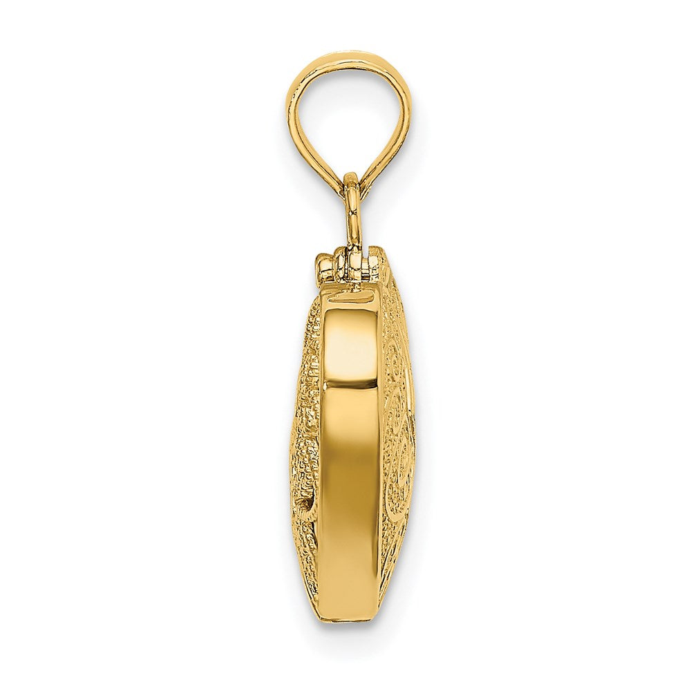 Million Charms 14K Yellow Gold Themed 3-D Reversible Heart Opens Charm