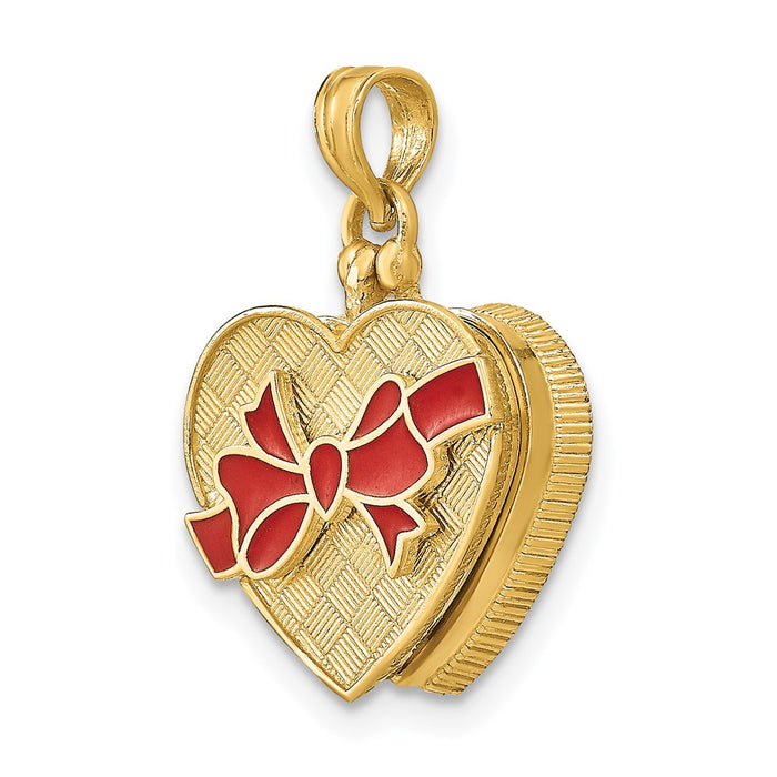 Million Charms 14K Yellow Gold Themed With Enamel Ribbon & I Love You Inside 3-D Cany Box Charm