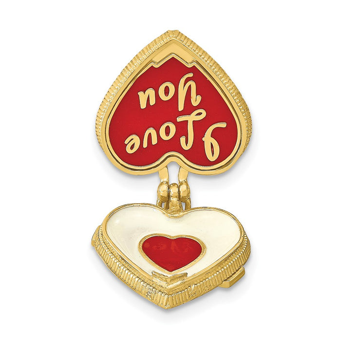 Million Charms 14K Yellow Gold Themed With Enamel Ribbon & I Love You Inside 3-D Cany Box Charm