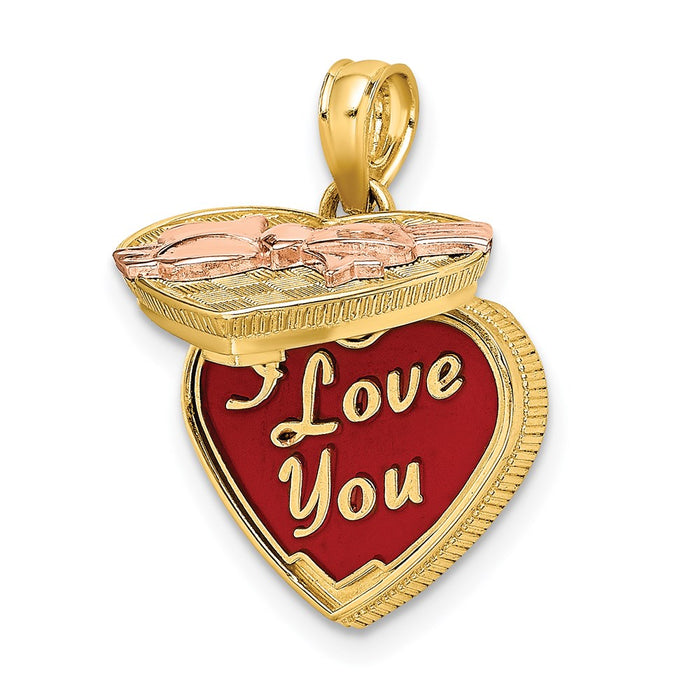 Million Charms 14K Two-Tone 3-D Candy Box With I Love You Inside Charm