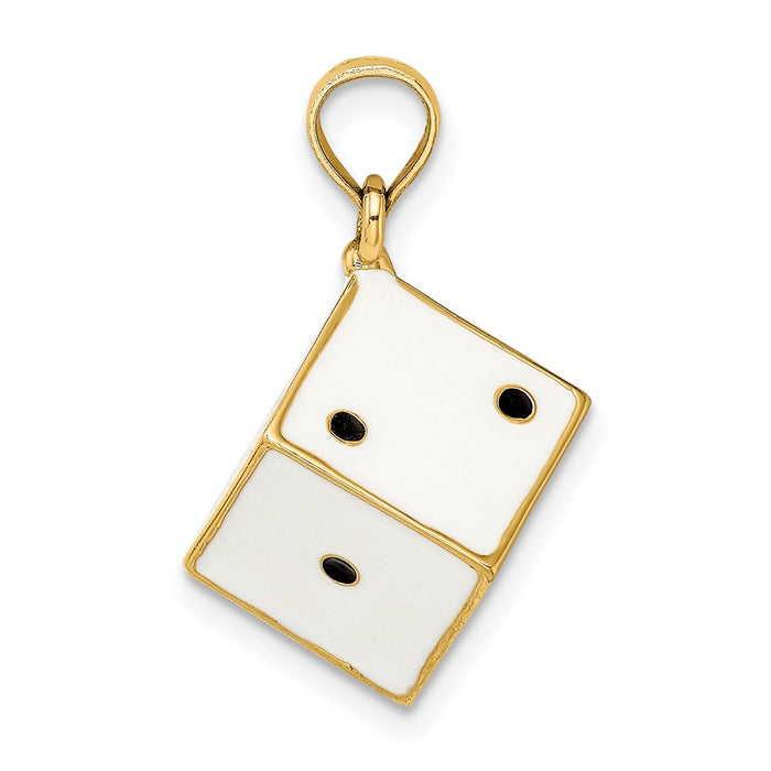 Million Charms 14K Yellow Gold Themed 3-D Enamel Dice Charm