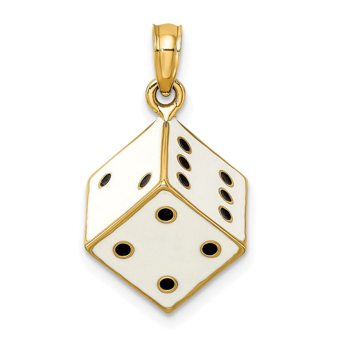 Million Charms 14K Yellow Gold Themed 3-D Enamel Dice Charm