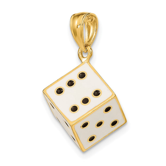 Million Charms 14K Yellow Gold Themed 3-D Enamel Dice Charm