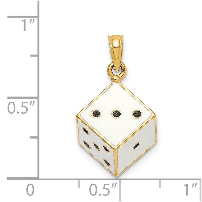 Million Charms 14K Yellow Gold Themed 3-D Enamel Dice Charm