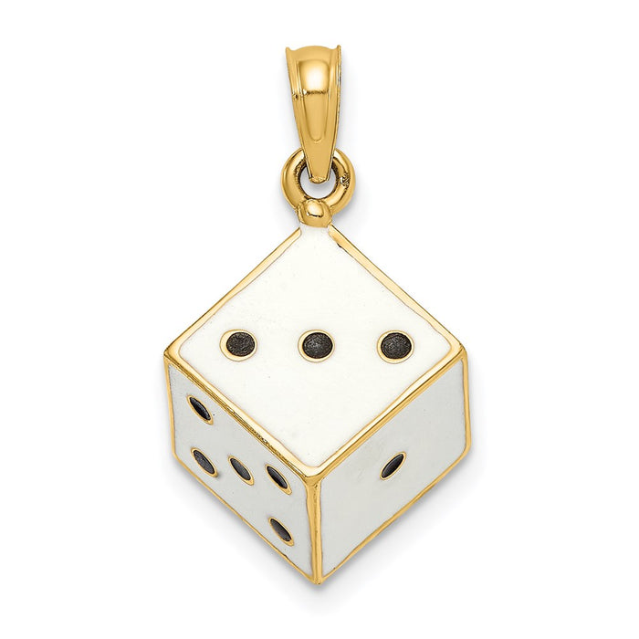 Million Charms 14K Yellow Gold Themed 3-D Enamel Dice Charm