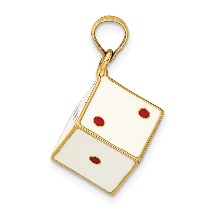 Million Charms 14K Yellow Gold Themed 3-D Enamel Dice Charm