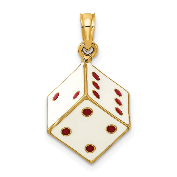 Million Charms 14K Yellow Gold Themed 3-D Enamel Dice Charm