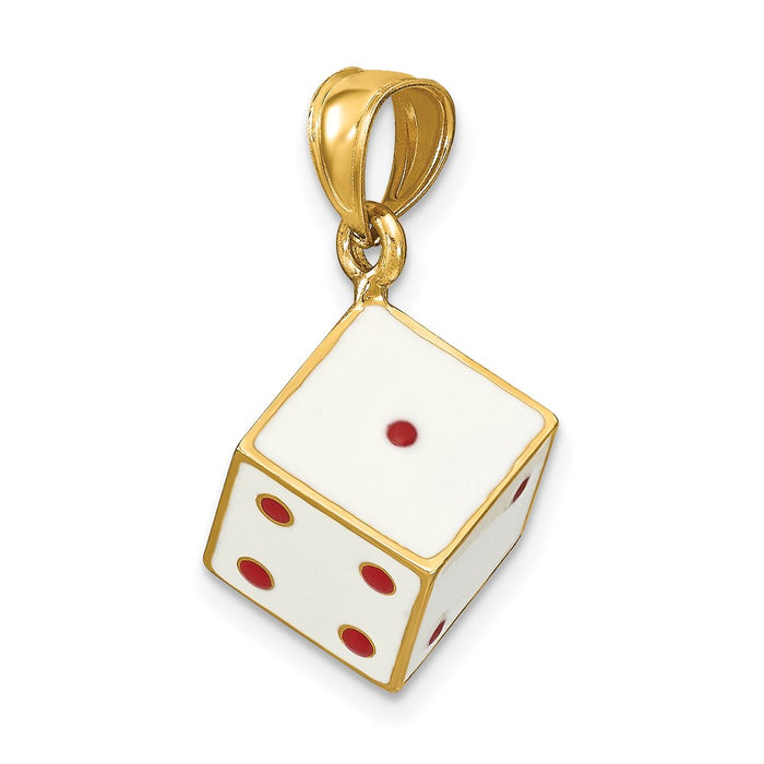 Million Charms 14K Yellow Gold Themed 3-D Enamel Dice Charm