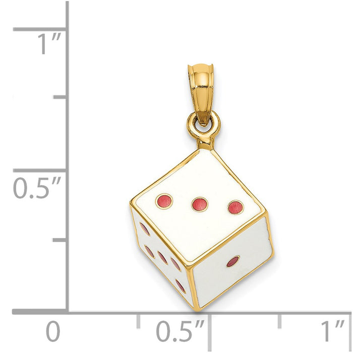 Million Charms 14K Yellow Gold Themed 3-D Enamel Dice Charm