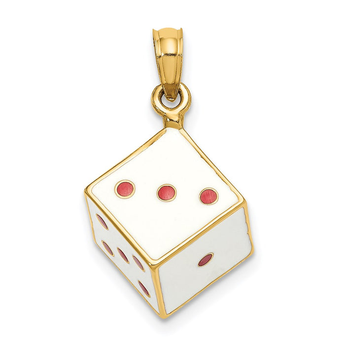 Million Charms 14K Yellow Gold Themed 3-D Enamel Dice Charm