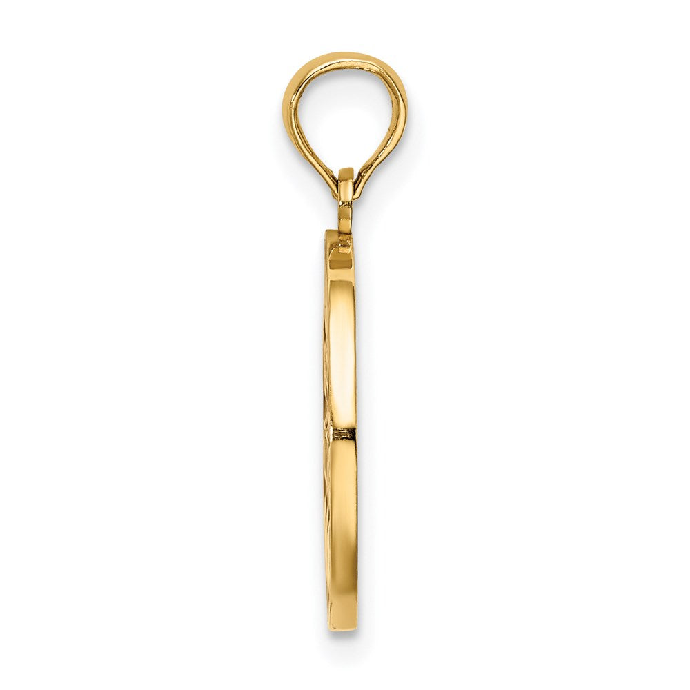 Million Charms 14K Yellow Gold Themed With Enamel Happy Holidays With Holly On Round Disc Charm