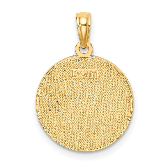 Million Charms 14K Yellow Gold Themed With Enamel Happy Holidays With Holly On Round Disc Charm