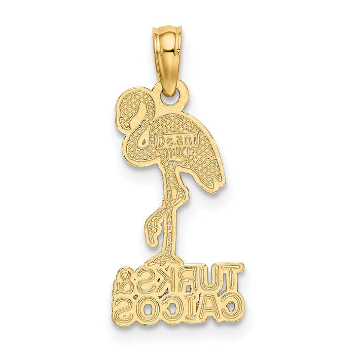 Million Charms 14K Yellow Gold Themed With Enamel Turks & Caicos Under Pink Flamingo Charm