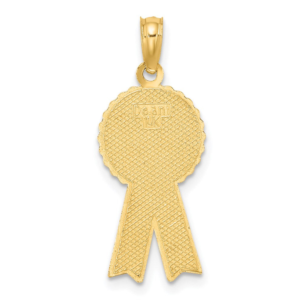 Million Charms 14K Yellow Gold Themed Enamel Greatest Mom Pink Ribbon Charm