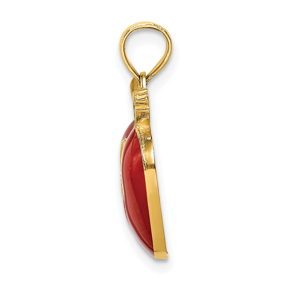Million Charms 14K Yellow Gold Themed With Enamel 2-D Cut-Out Apple Charm