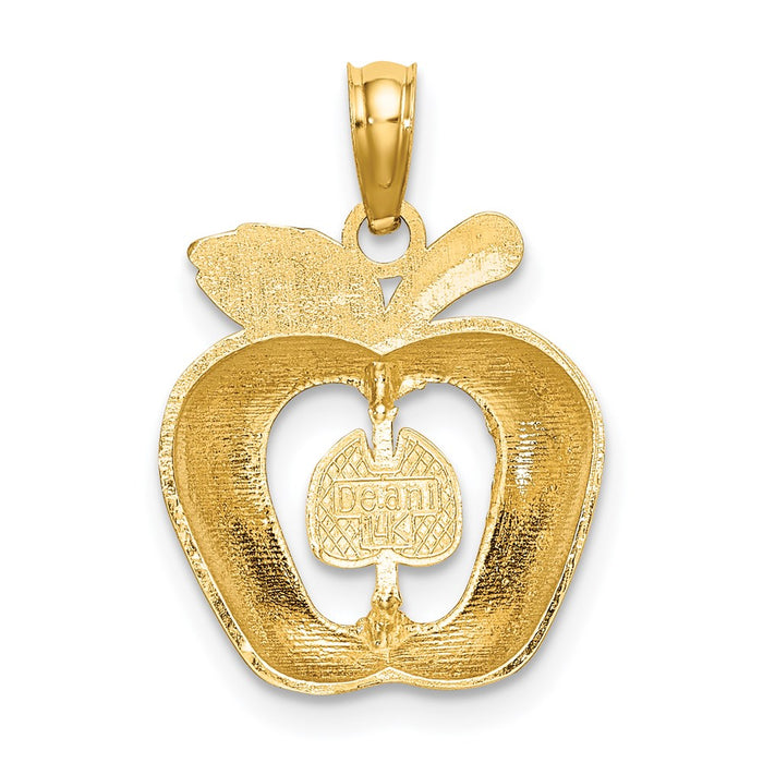 Million Charms 14K Yellow Gold Themed With Enamel 2-D Cut-Out Apple Charm